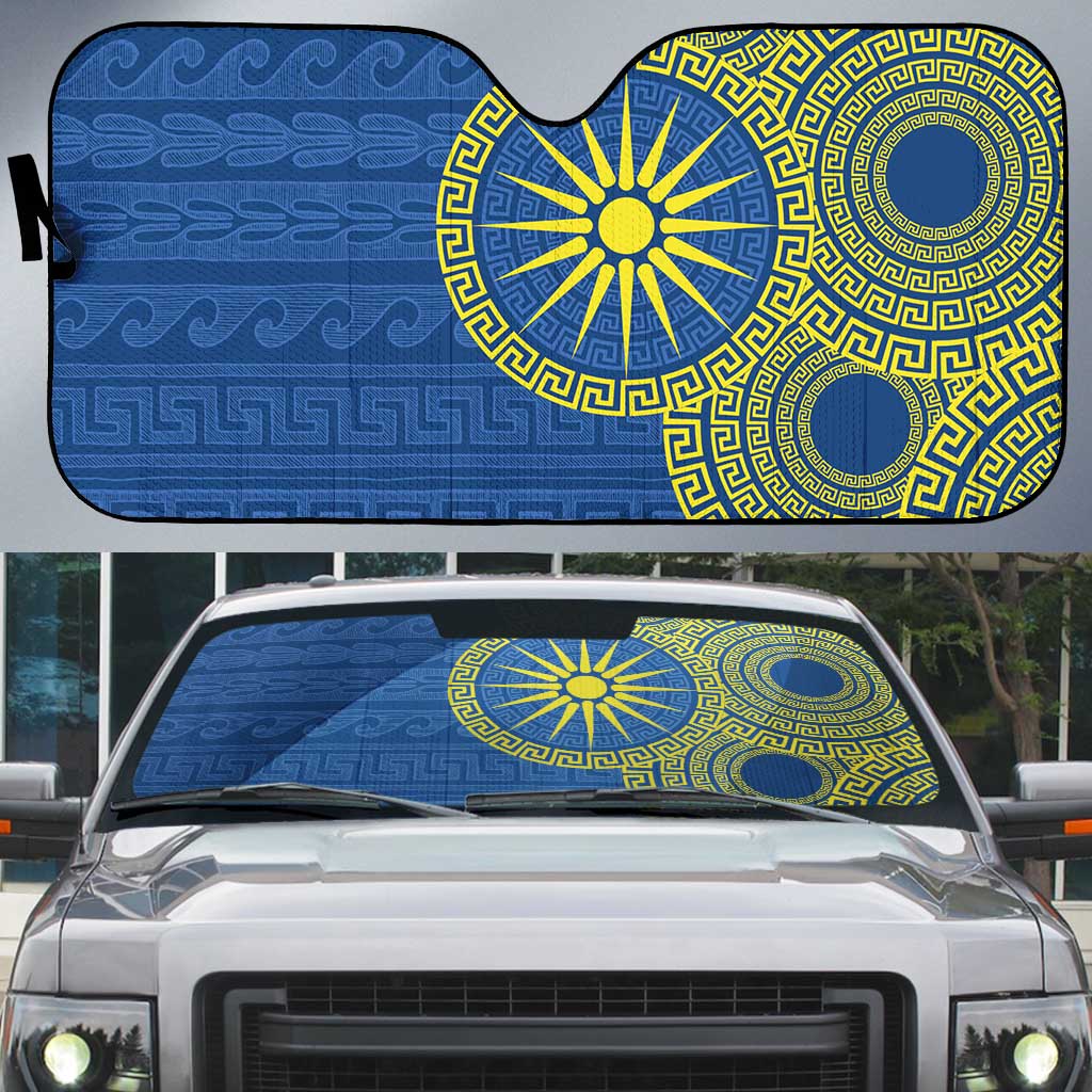 Vergina Sun Macedonia Auto Sun Shade Greek Pattern Blue - Wonder Print Shop