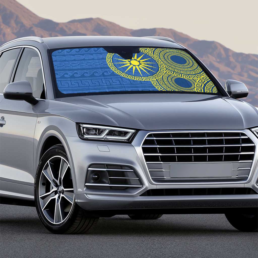 Vergina Sun Macedonia Auto Sun Shade Greek Pattern Blue - Wonder Print Shop