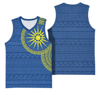 Vergina Sun Macedonia Basketball Jersey Greek Pattern Blue - Wonder Print Shop
