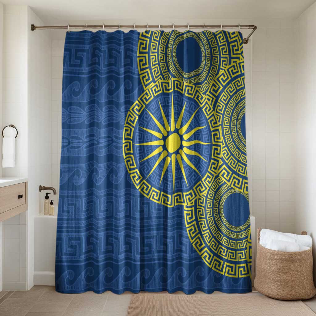 Vergina Sun Macedonia Bathroom Set Greek Pattern Blue - Wonder Print Shop