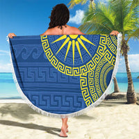 Vergina Sun Macedonia Beach Blanket Greek Pattern Blue - Wonder Print Shop