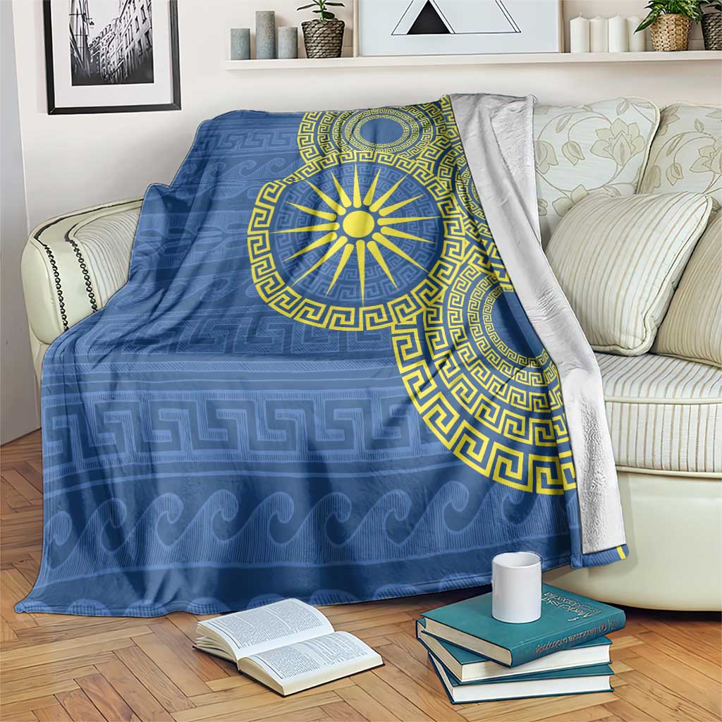 Vergina Sun Macedonia Blanket Greek Pattern Blue - Wonder Print Shop