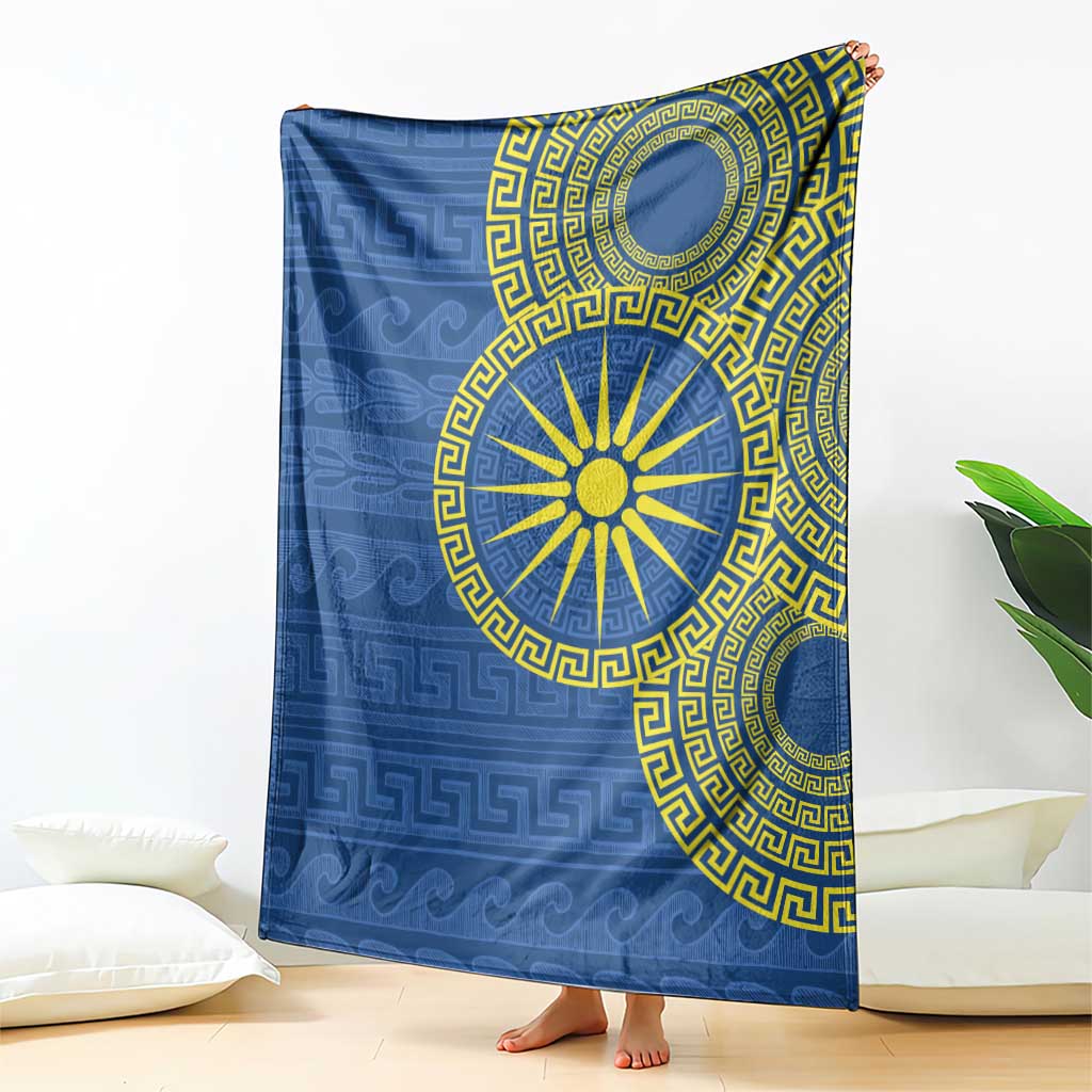 Vergina Sun Macedonia Blanket Greek Pattern Blue - Wonder Print Shop
