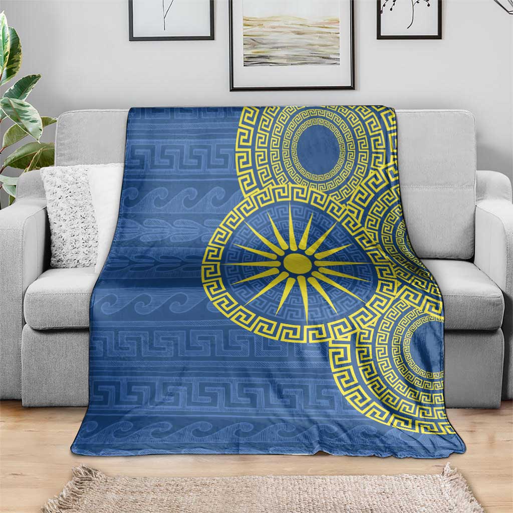 Vergina Sun Macedonia Blanket Greek Pattern Blue - Wonder Print Shop