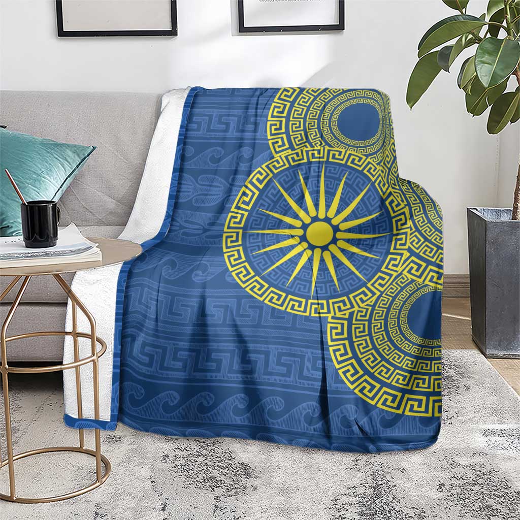 Vergina Sun Macedonia Blanket Greek Pattern Blue - Wonder Print Shop