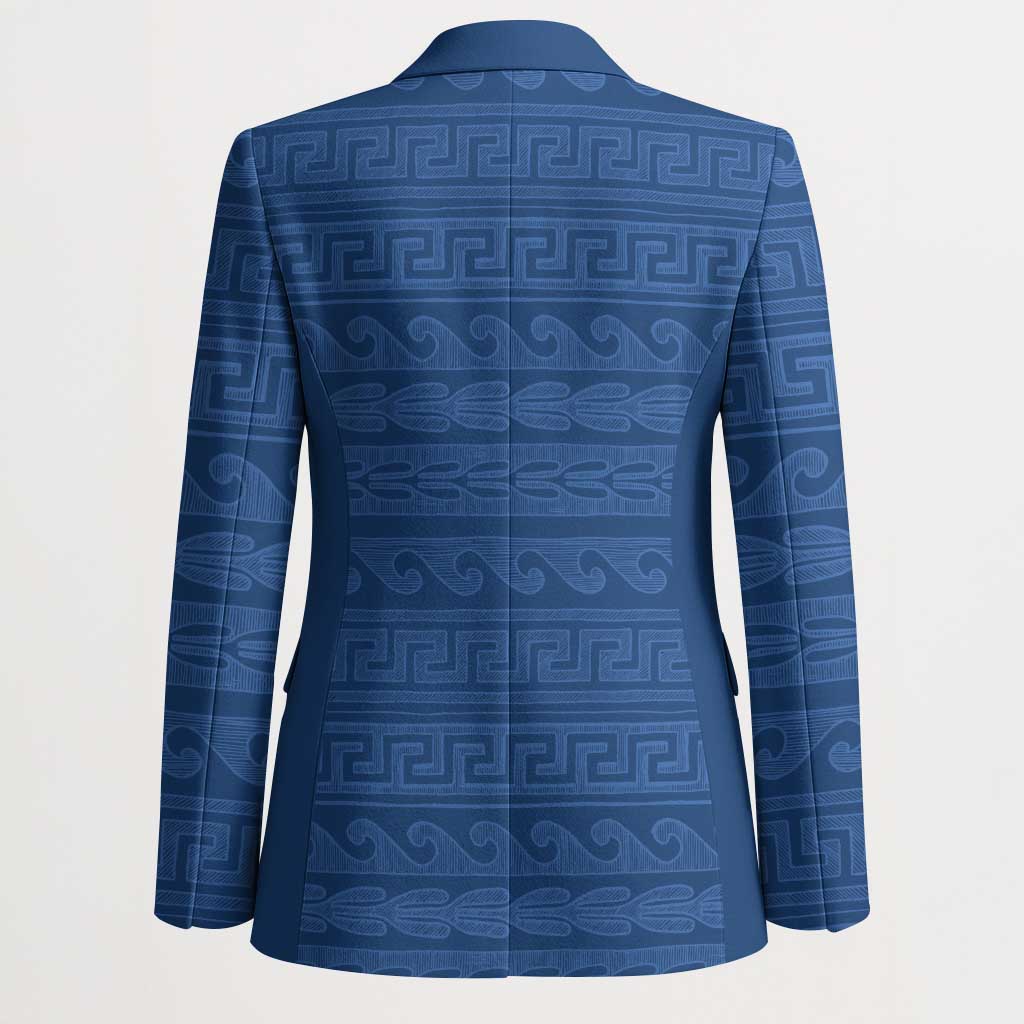 Vergina Sun Macedonia Blazer Greek Pattern Blue - Wonder Print Shop