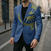Vergina Sun Macedonia Blazer Greek Pattern Blue - Wonder Print Shop