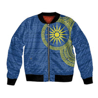 Vergina Sun Macedonia Bomber Jacket Greek Pattern Blue - Wonder Print Shop