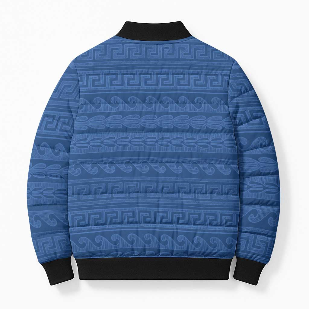 Vergina Sun Macedonia Bomber Puffer Jacket Greek Pattern Blue - Wonder Print Shop