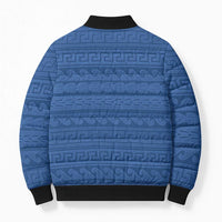Vergina Sun Macedonia Bomber Puffer Jacket Greek Pattern Blue - Wonder Print Shop