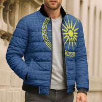 Vergina Sun Macedonia Bomber Puffer Jacket Greek Pattern Blue - Wonder Print Shop