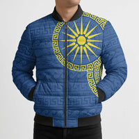 Vergina Sun Macedonia Bomber Puffer Jacket Greek Pattern Blue - Wonder Print Shop