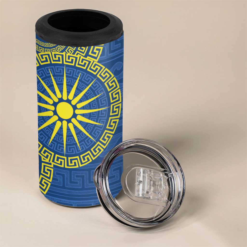 Vergina Sun Macedonia 4 in 1 Can Cooler Tumbler Greek Pattern Blue - Wonder Print Shop