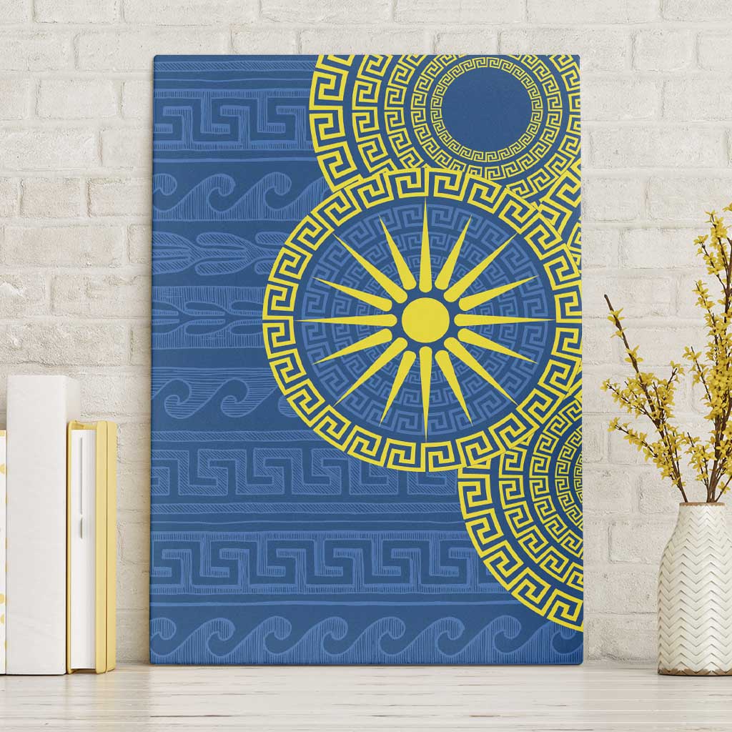 Vergina Sun Macedonia Canvas Wall Art Greek Pattern Blue - Wonder Print Shop
