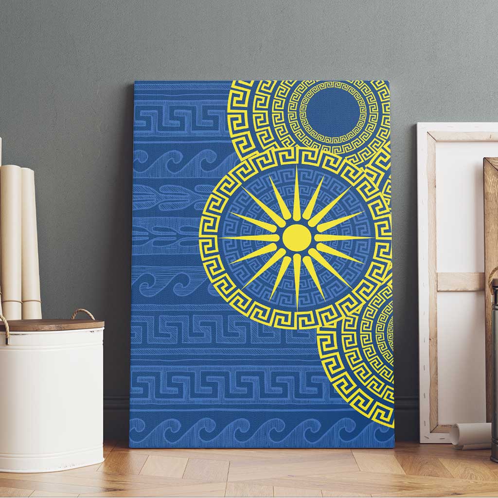 Vergina Sun Macedonia Canvas Wall Art Greek Pattern Blue - Wonder Print Shop