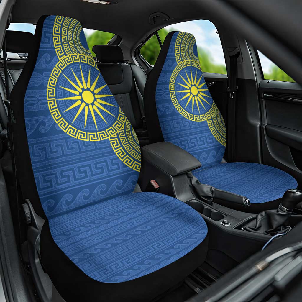 Vergina Sun Macedonia Car Seat Cover Greek Pattern Blue - Wonder Print Shop