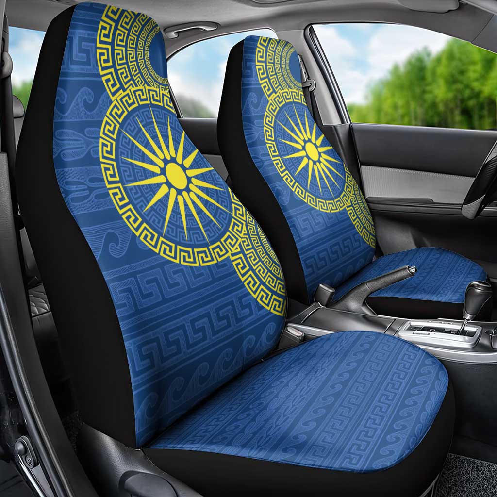 Vergina Sun Macedonia Car Seat Cover Greek Pattern Blue - Wonder Print Shop