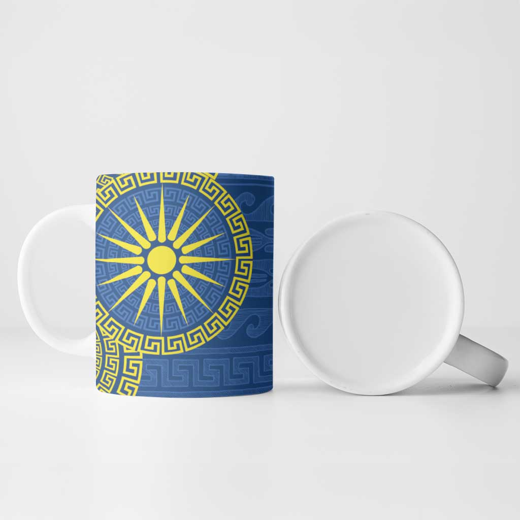 Vergina Sun Macedonia Ceramic Mug Greek Pattern Blue - Wonder Print Shop