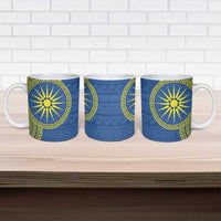 Vergina Sun Macedonia Ceramic Mug Greek Pattern Blue - Wonder Print Shop
