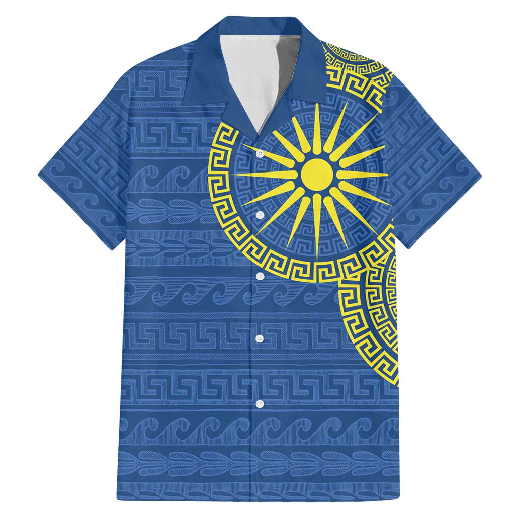 Vergina Sun Macedonia Family Matching Mermaid Dress and Hawaiian Shirt Greek Pattern Blue - Wonder Print Shop
