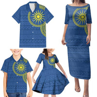 Vergina Sun Macedonia Family Matching Puletasi and Hawaiian Shirt Greek Pattern Blue - Wonder Print Shop