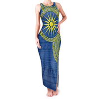 Vergina Sun Macedonia Family Matching Tank Maxi Dress and Hawaiian Shirt Greek Pattern Blue - Wonder Print Shop