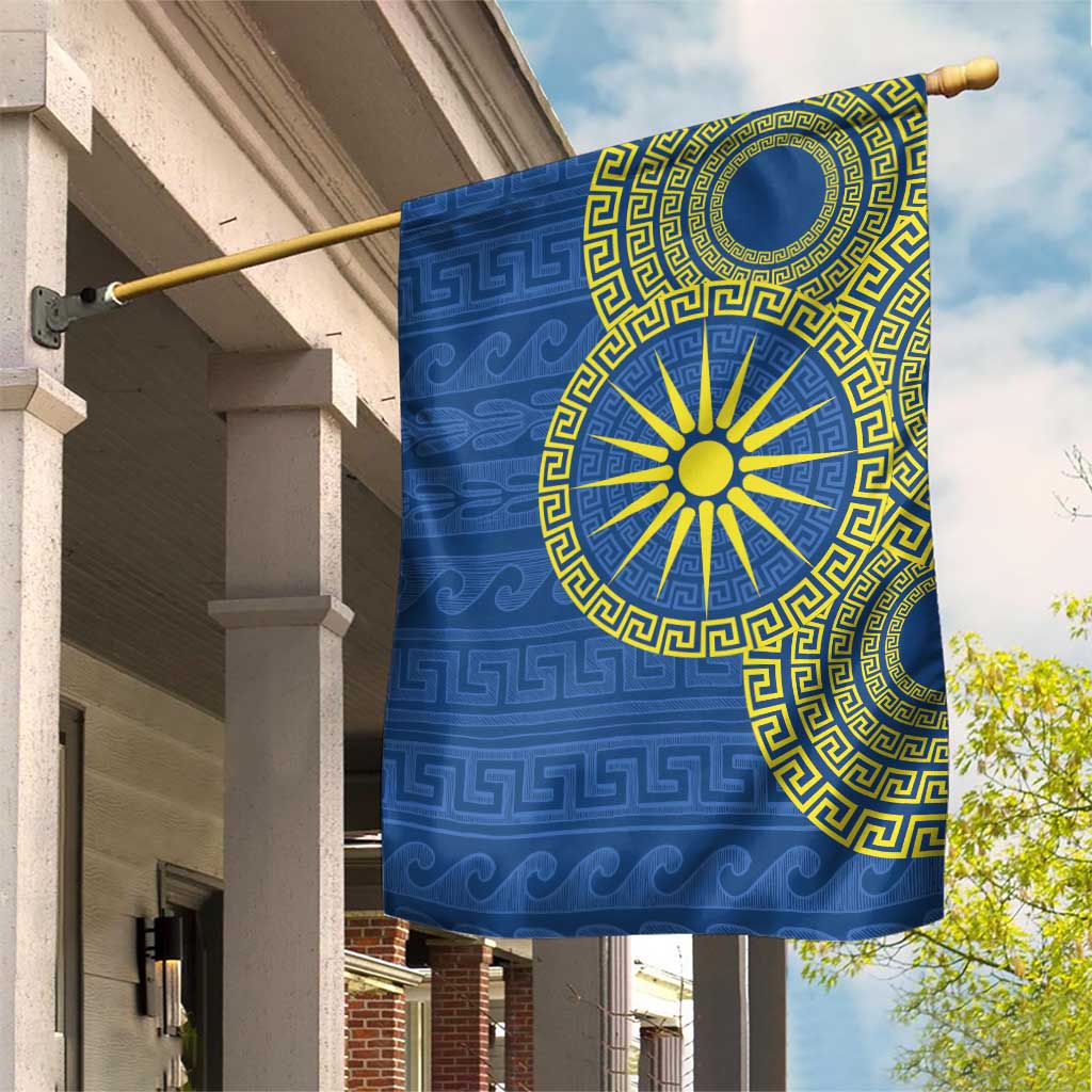 Vergina Sun Macedonia Garden Flag Greek Pattern Blue - Wonder Print Shop