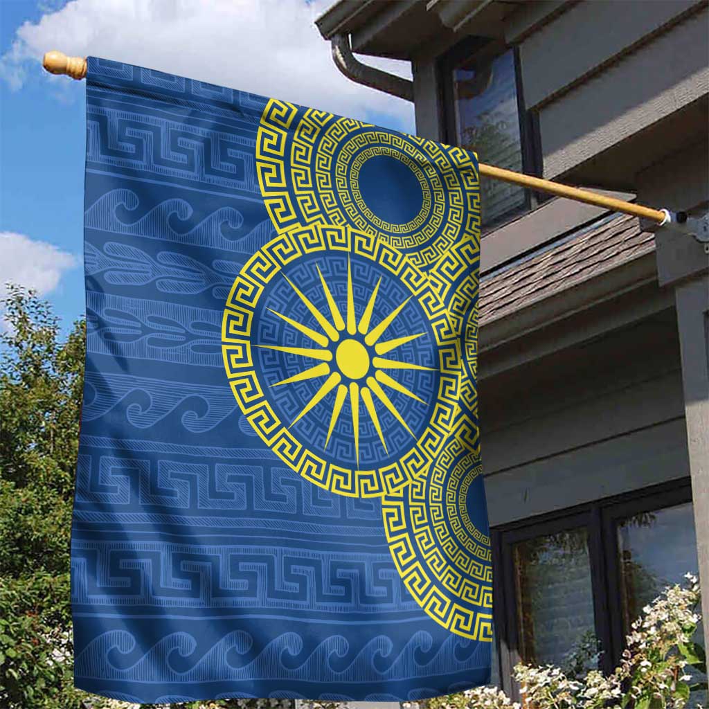 Vergina Sun Macedonia Garden Flag Greek Pattern Blue - Wonder Print Shop