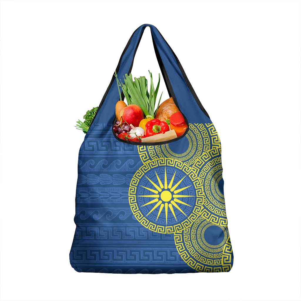 Vergina Sun Macedonia Grocery Bag Greek Pattern Blue - Wonder Print Shop