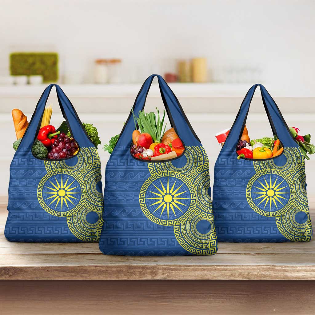 Vergina Sun Macedonia Grocery Bag Greek Pattern Blue - Wonder Print Shop