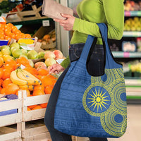Vergina Sun Macedonia Grocery Bag Greek Pattern Blue - Wonder Print Shop