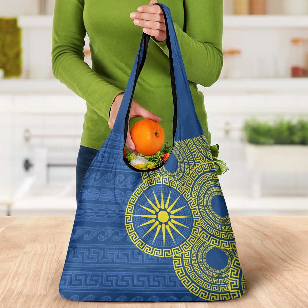 Vergina Sun Macedonia Grocery Bag Greek Pattern Blue - Wonder Print Shop