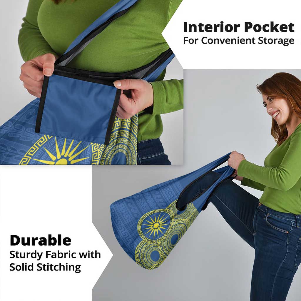 Vergina Sun Macedonia Grocery Bag Greek Pattern Blue - Wonder Print Shop