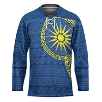 Vergina Sun Macedonia Hockey Jersey Greek Pattern Blue - Wonder Print Shop