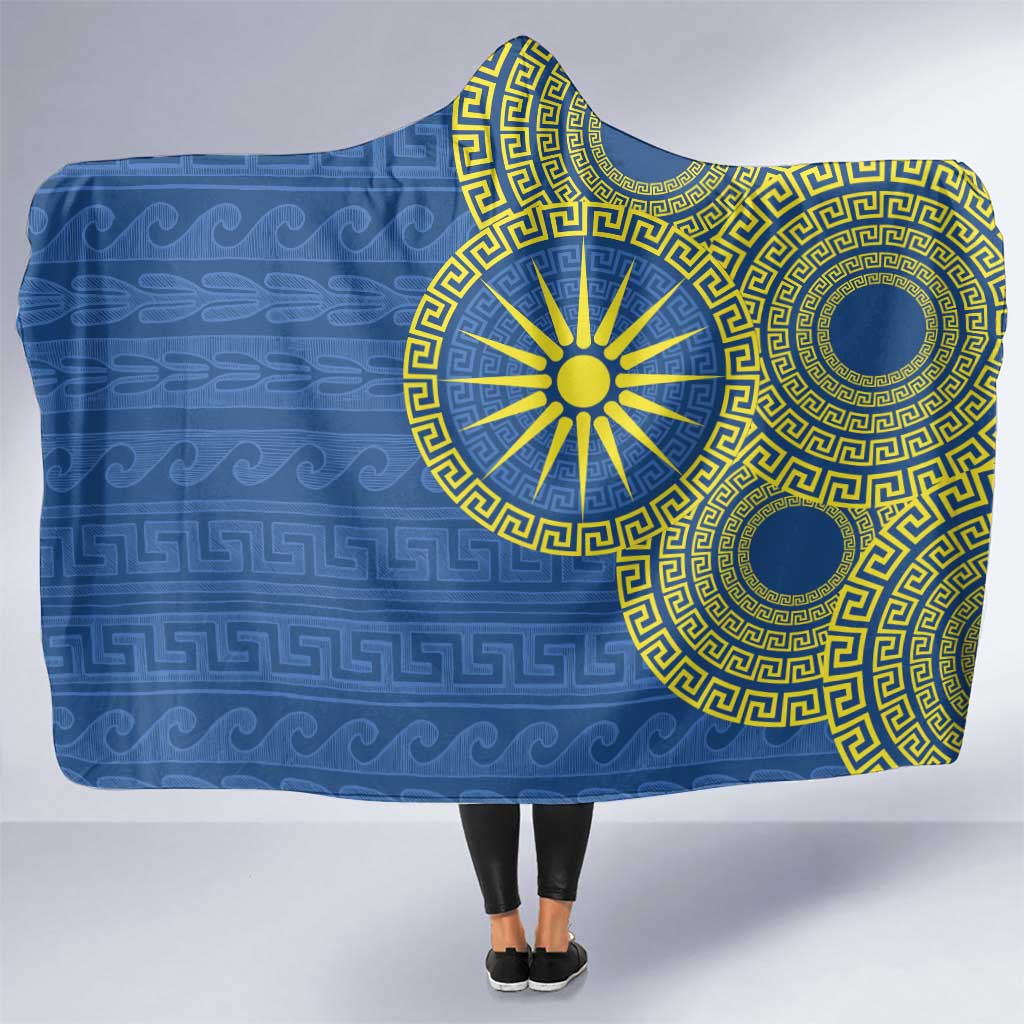 Vergina Sun Macedonia Hooded Blanket Greek Pattern Blue - Wonder Print Shop