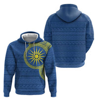Vergina Sun Macedonia Hoodie Greek Pattern Blue - Wonder Print Shop