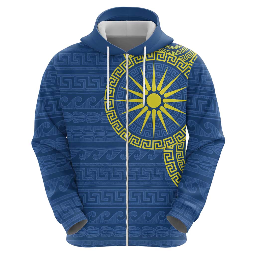 Vergina Sun Macedonia Hoodie Greek Pattern Blue - Wonder Print Shop