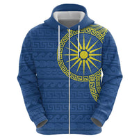 Vergina Sun Macedonia Hoodie Greek Pattern Blue - Wonder Print Shop