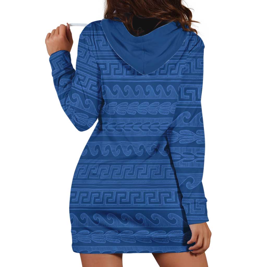 Vergina Sun Macedonia Hoodie Dress Greek Pattern Blue - Wonder Print Shop