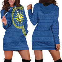 Vergina Sun Macedonia Hoodie Dress Greek Pattern Blue - Wonder Print Shop
