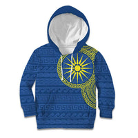 Vergina Sun Macedonia Kid Hoodie Greek Pattern Blue - Wonder Print Shop