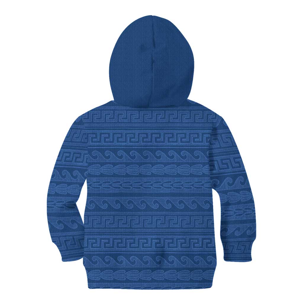 Vergina Sun Macedonia Kid Hoodie Greek Pattern Blue - Wonder Print Shop