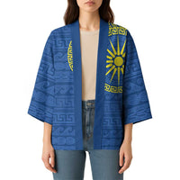 Vergina Sun Macedonia Kimono Greek Pattern Blue - Wonder Print Shop