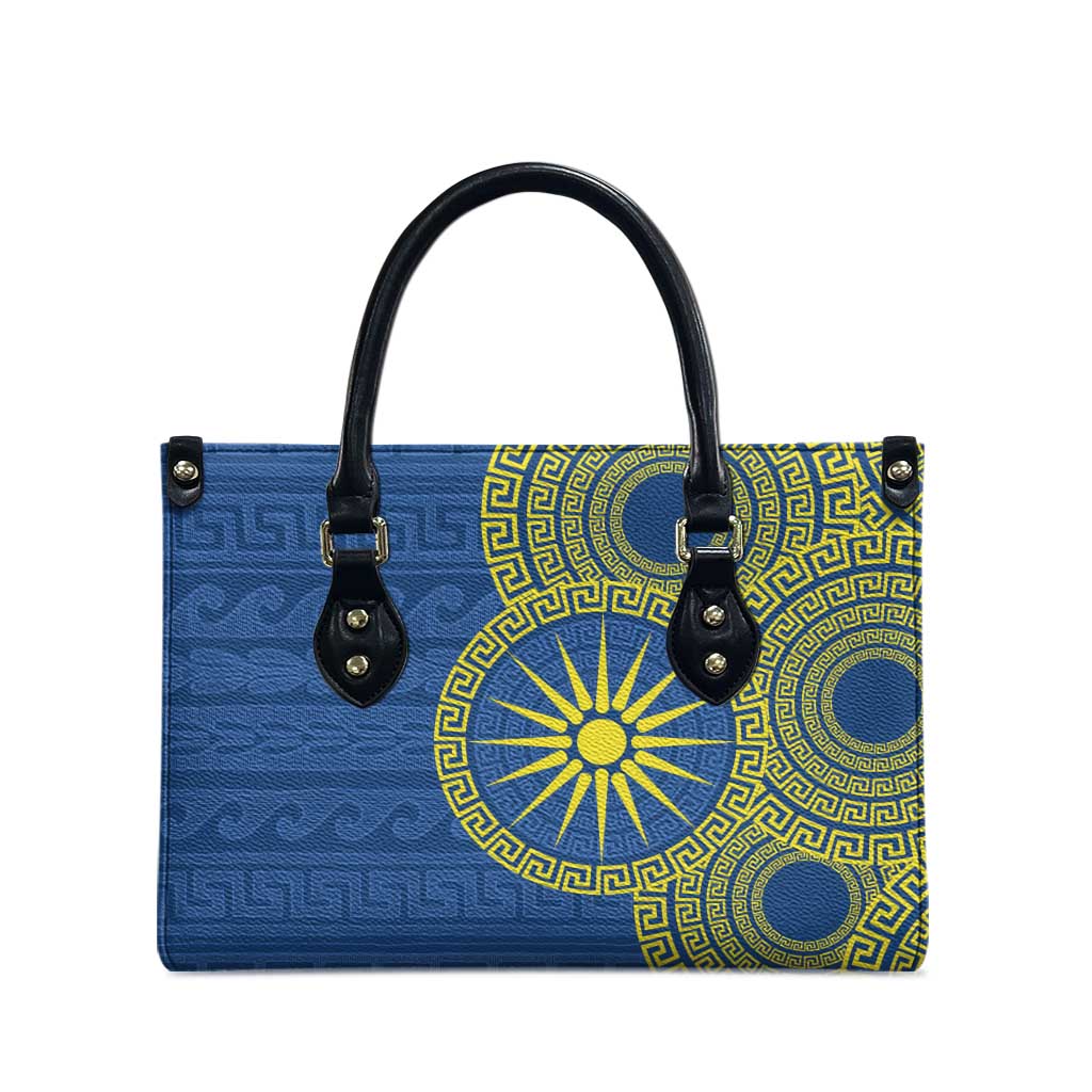 Vergina Sun Macedonia Leather Bag Greek Pattern Blue - Wonder Print Shop