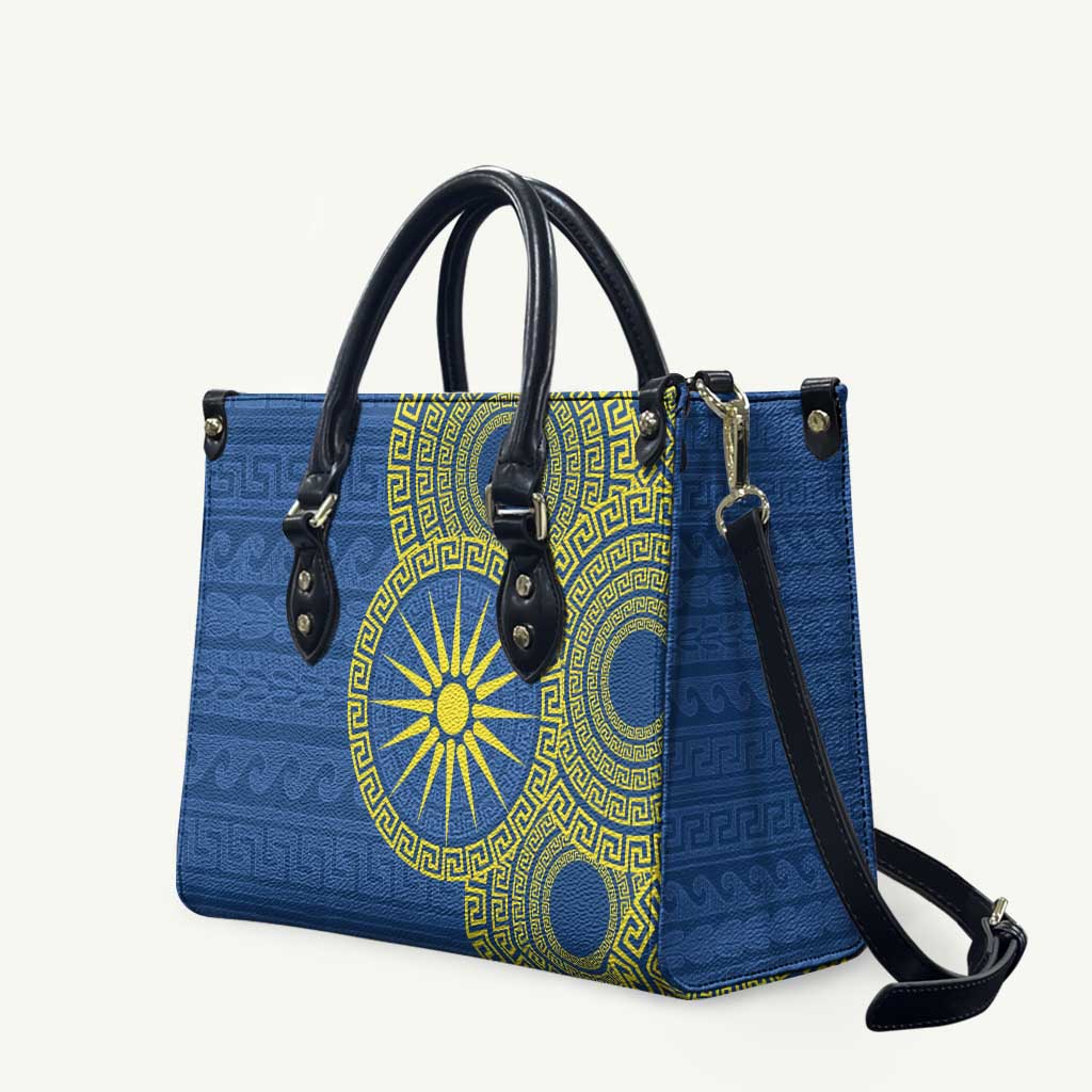 Vergina Sun Macedonia Leather Bag Greek Pattern Blue - Wonder Print Shop