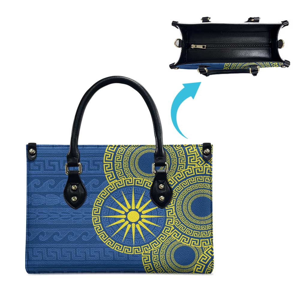 Vergina Sun Macedonia Leather Bag Greek Pattern Blue - Wonder Print Shop