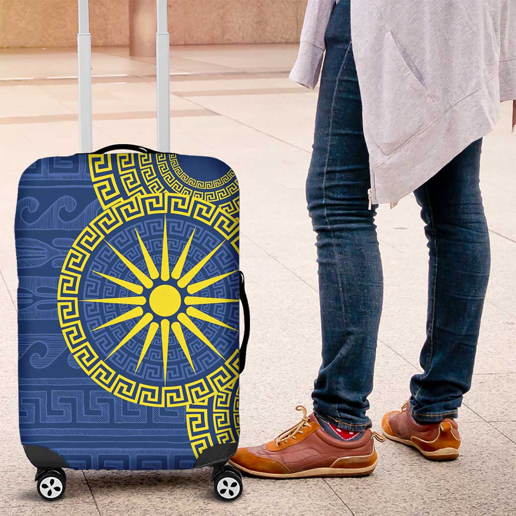 Vergina Sun Macedonia Luggage Cover Greek Pattern Blue - Wonder Print Shop