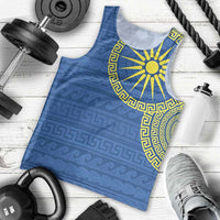 Vergina Sun Macedonia Men Tank Top Greek Pattern Blue - Wonder Print Shop