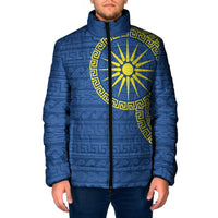 Vergina Sun Macedonia Padded Jacket Greek Pattern Blue - Wonder Print Shop