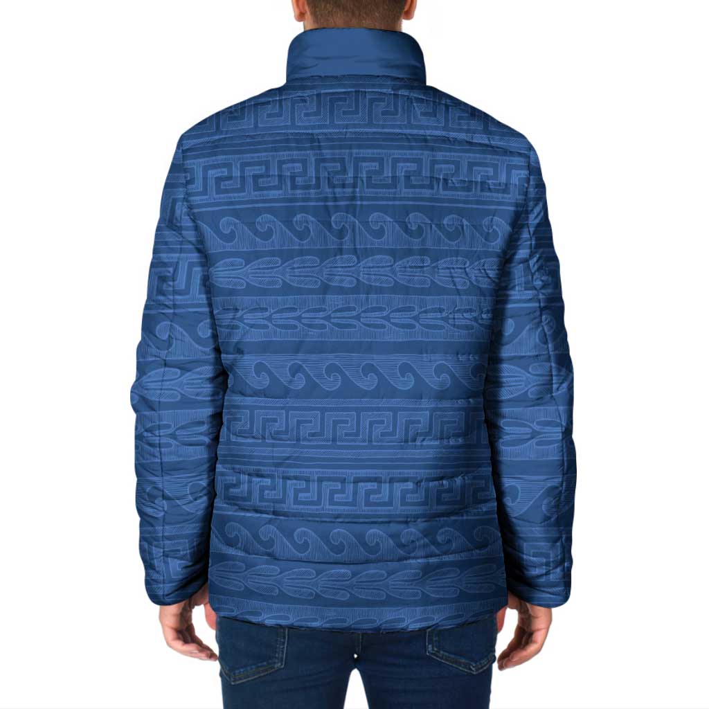 Vergina Sun Macedonia Padded Jacket Greek Pattern Blue - Wonder Print Shop